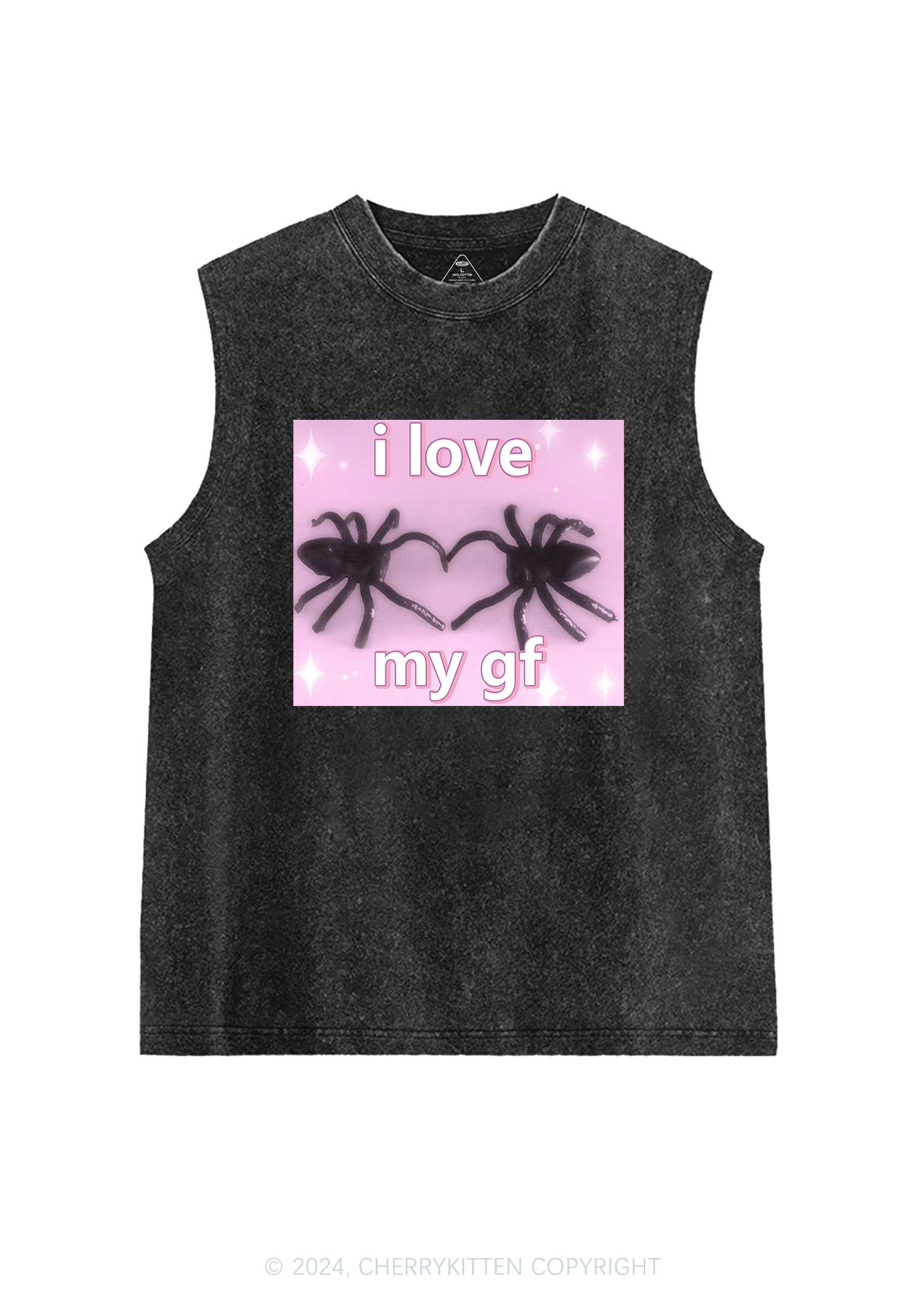 Love My Spider BF Y2K Valentine's Day Washed Tank Cherrykitten