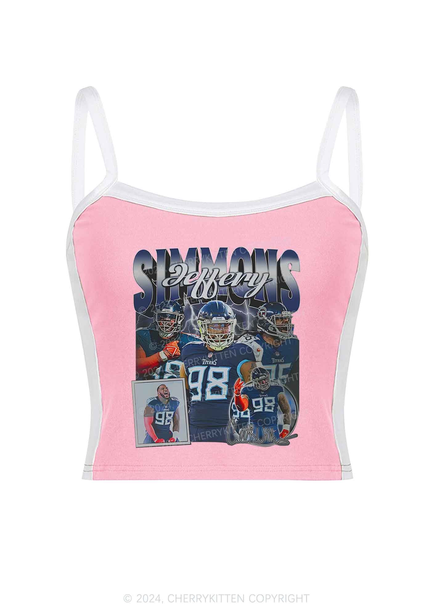 Blue JS Y2K Super Bowl Color Block Crop Cami Top Cherrykitten