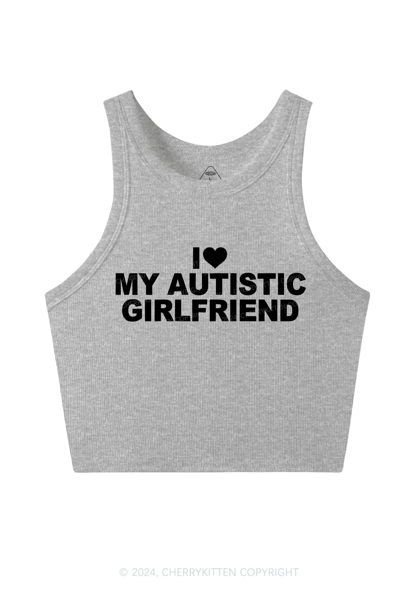 I Love My Autistic GF Y2K Valentine's Day Crop Tank Top Cherrykitten