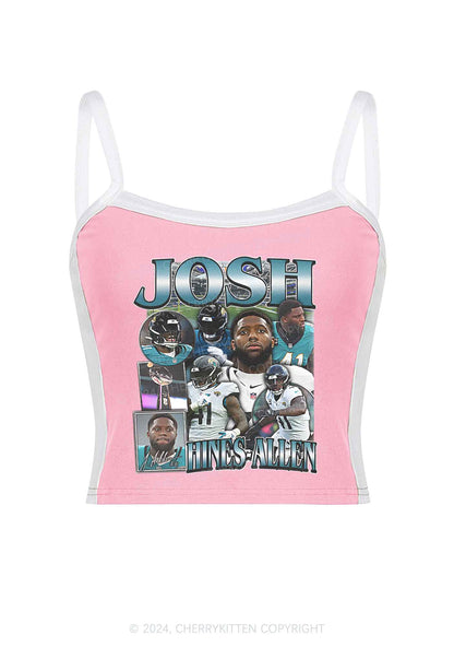 Green Josh Y2K Super Bowl Color Block Crop Cami Top Cherrykitten