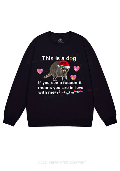 Christmas Dog Racoon Y2K Sweatshirt Cherrykitten