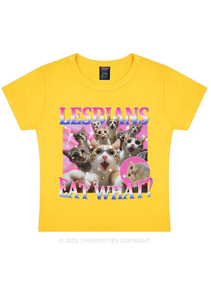 Lesbians Eat What Cat Y2K Baby Tee Cherrykitten