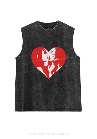 Kiss Girl Y2K Valentine's Day Washed Tank Cherrykitten