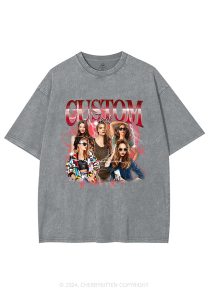 Custom Photo Vintage Y2K Washed Tee Cherrykitten