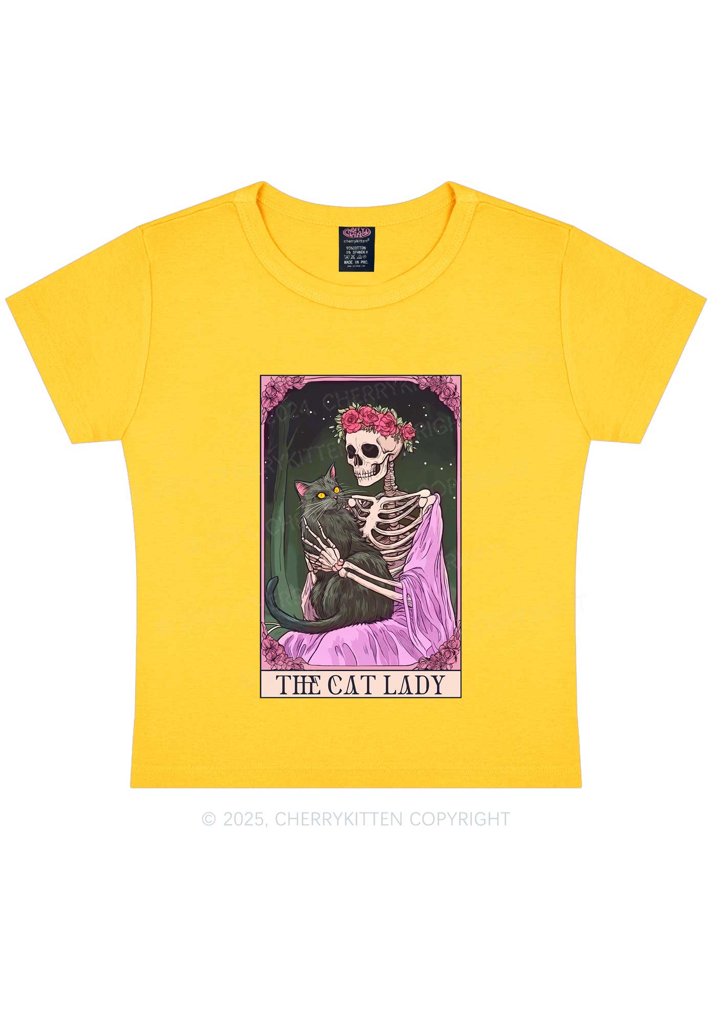 Skeleton Lady Y2K Baby Tee Cherrykitten