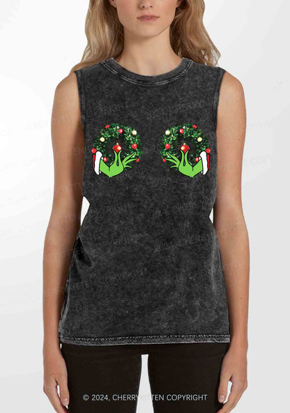 Christmas Wreath Y2K Washed Tank Cherrykitten