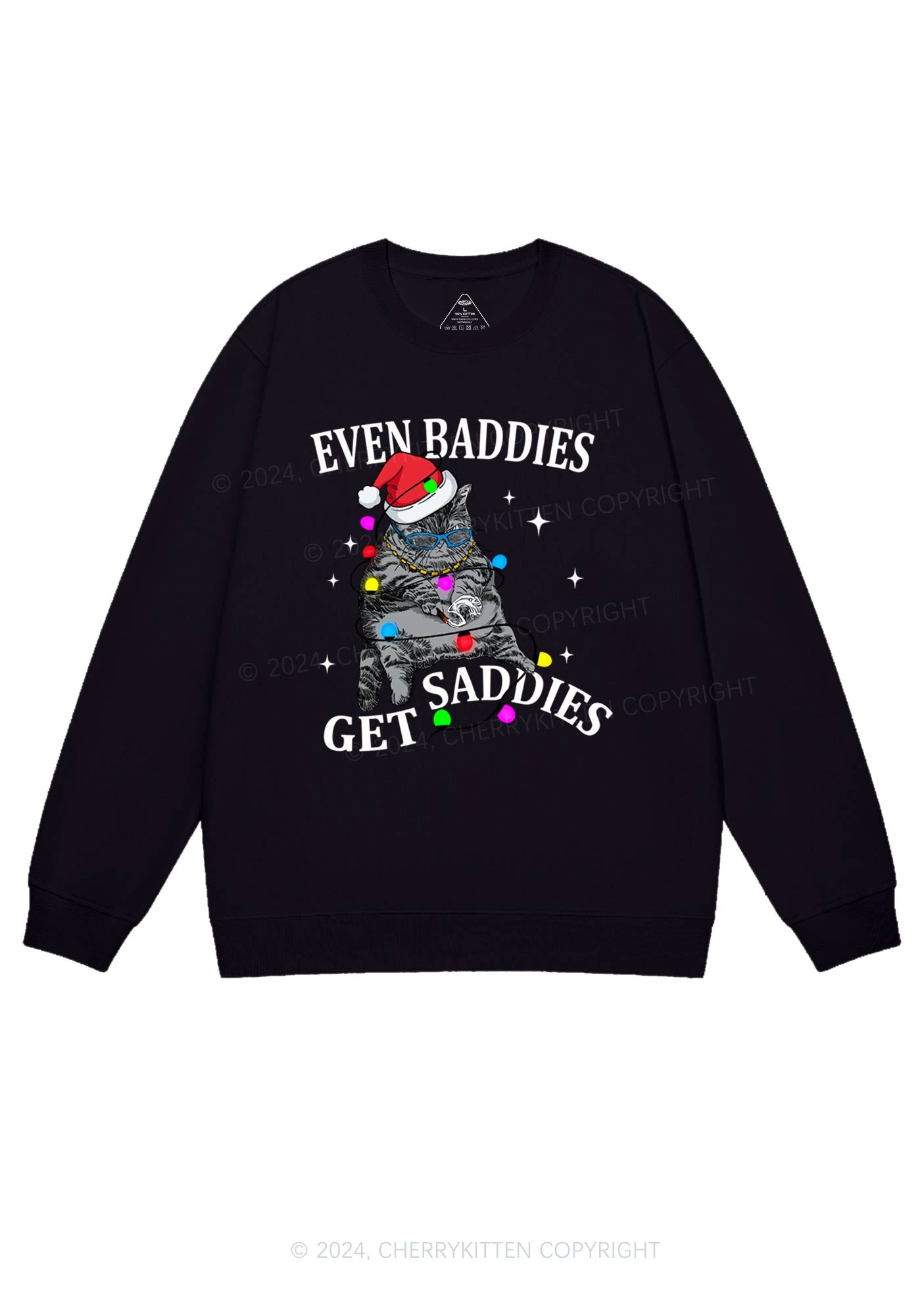 Christmas Baddie Cat Y2K Sweatshirt Cherrykitten