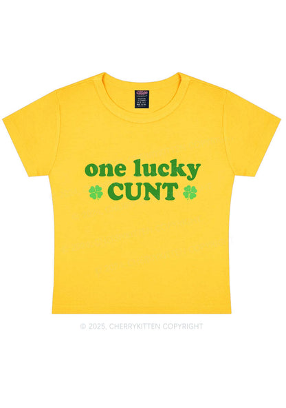 One Lucky Cxxt St Patricks Y2K Baby Tee Cherrykitten