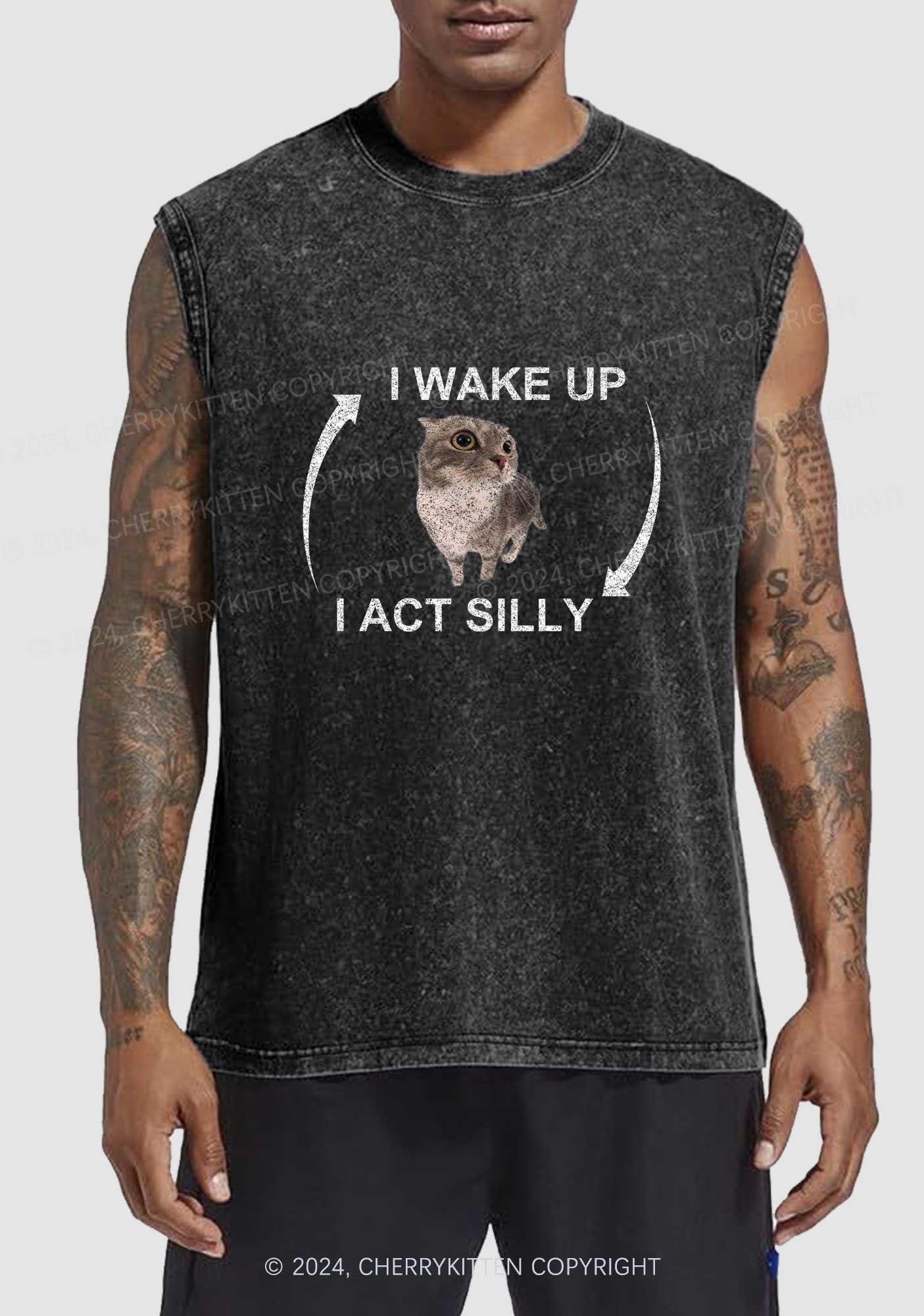 Wake Up Act Silly Y2K Washed Tank Cherrykitten