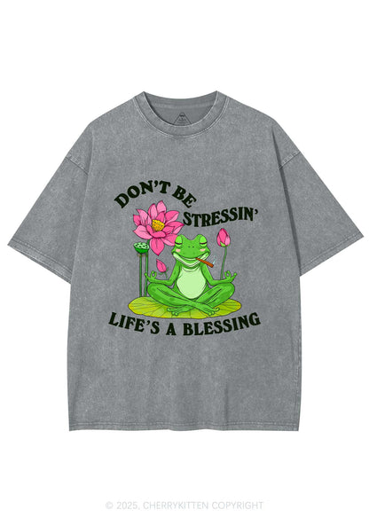 Dont Be Stressin Frog Y2K Washed Tee Cherrykitten