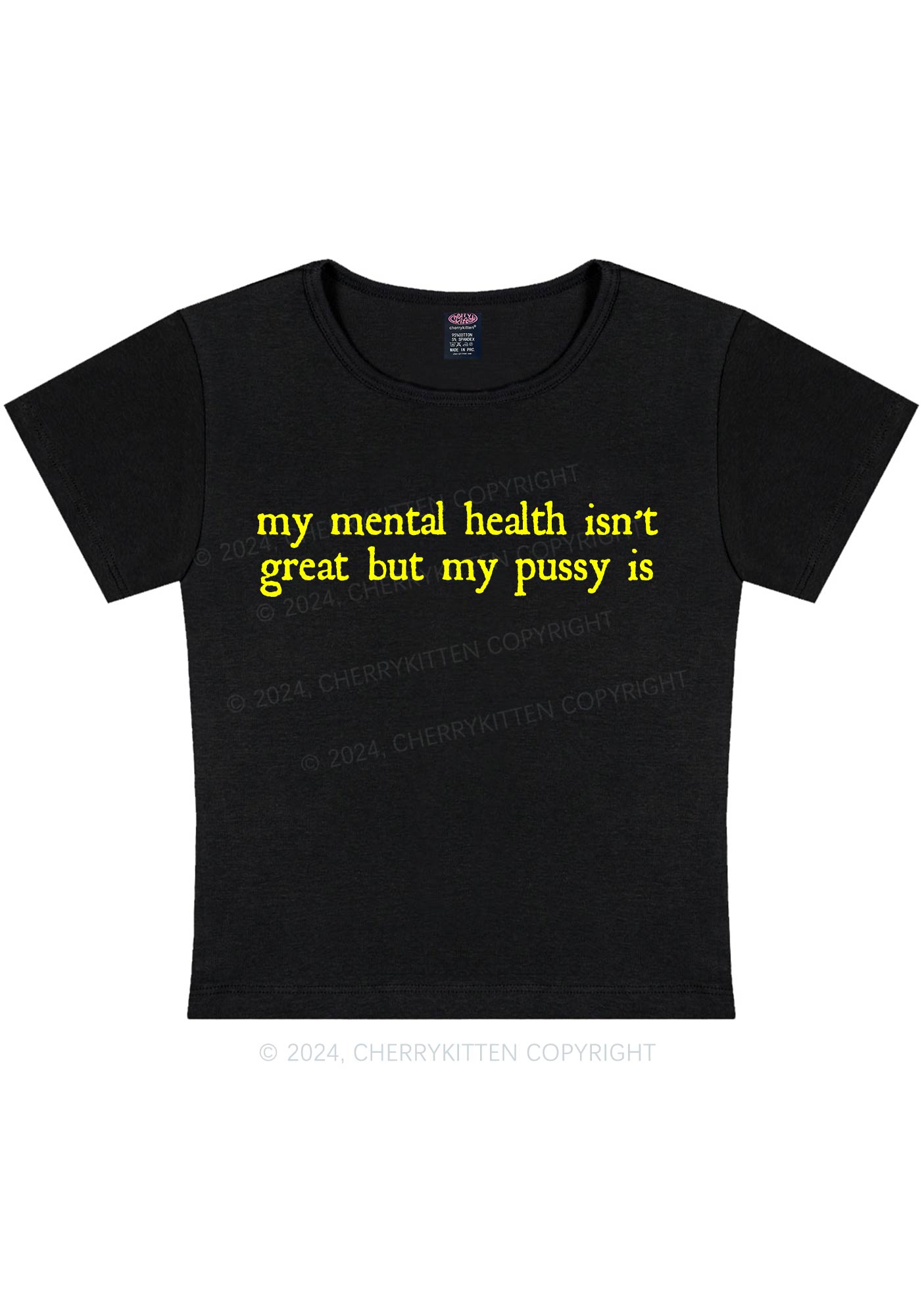 Great Mental Health Y2K Baby Tee Cherrykitten