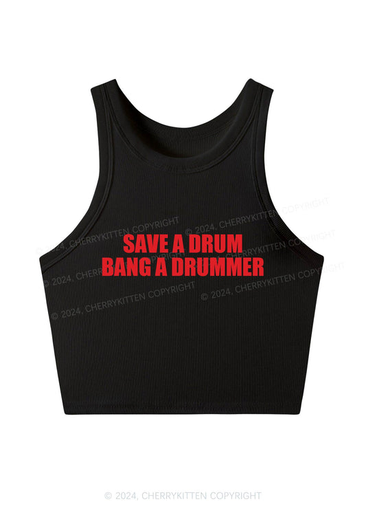 Save A Drum Y2K Crop Tank Top Cherrykitten