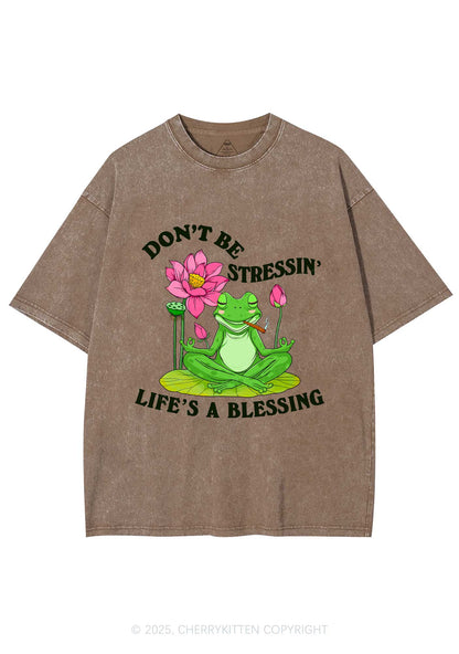 Dont Be Stressin Frog Y2K Washed Tee Cherrykitten