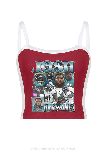 Green Josh Y2K Super Bowl Color Block Crop Cami Top Cherrykitten