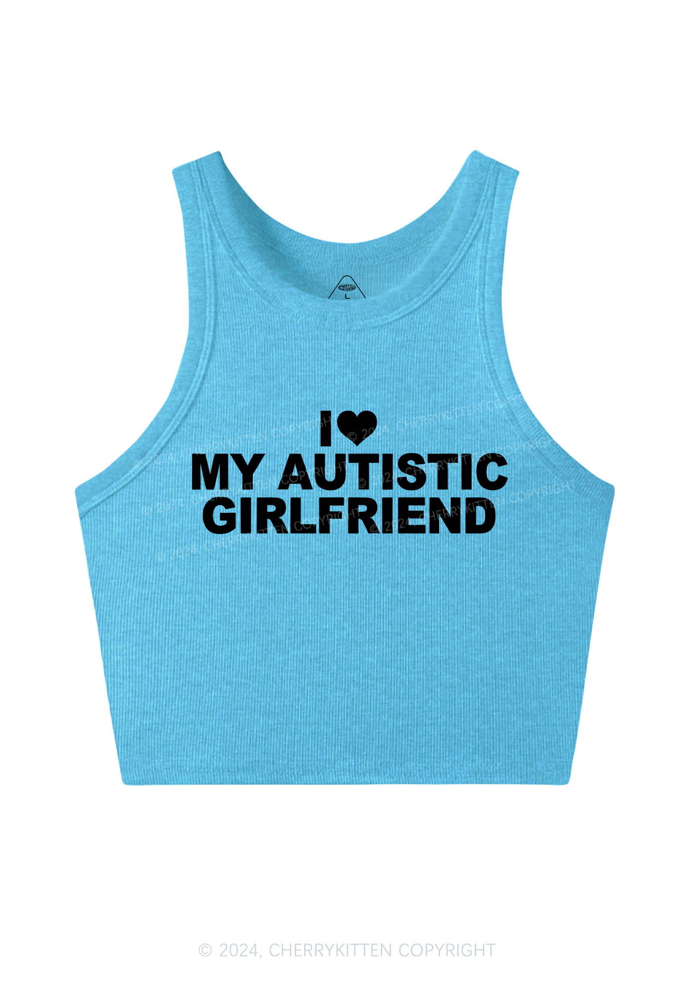 I Love My Autistic GF Y2K Valentine's Day Crop Tank Top Cherrykitten