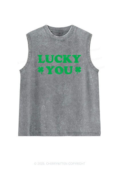 Lucky Green St Patricks Y2K Washed Tank Cherrykitten