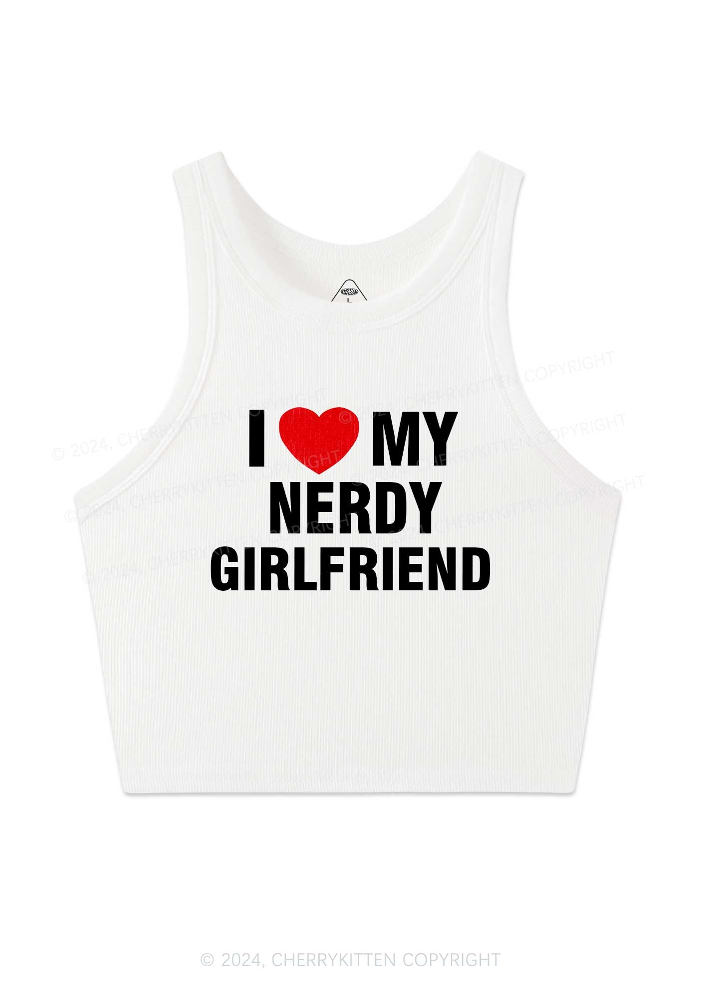 Love My Nerdy Girlfriend Y2K Valentine's Day Crop Tank Top Cherrykitten