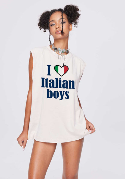 I Love Italian Boys Y2K Washed Tank Cherrykitten