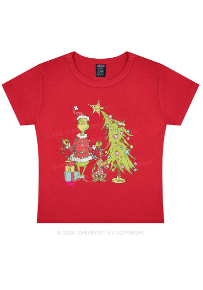 Christmas Tree Gift Y2K Baby Tee Cherrykitten