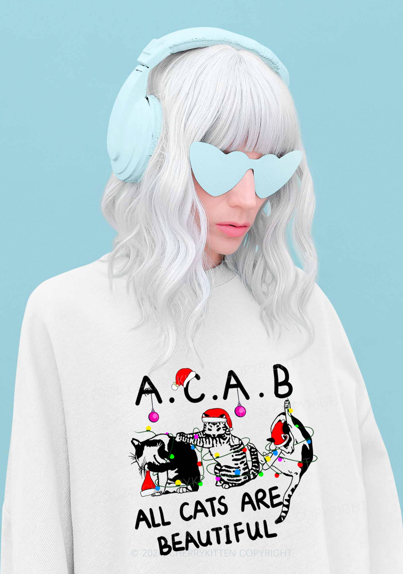 Christmas ACAB Cats Y2K Sweatshirt Cherrykitten