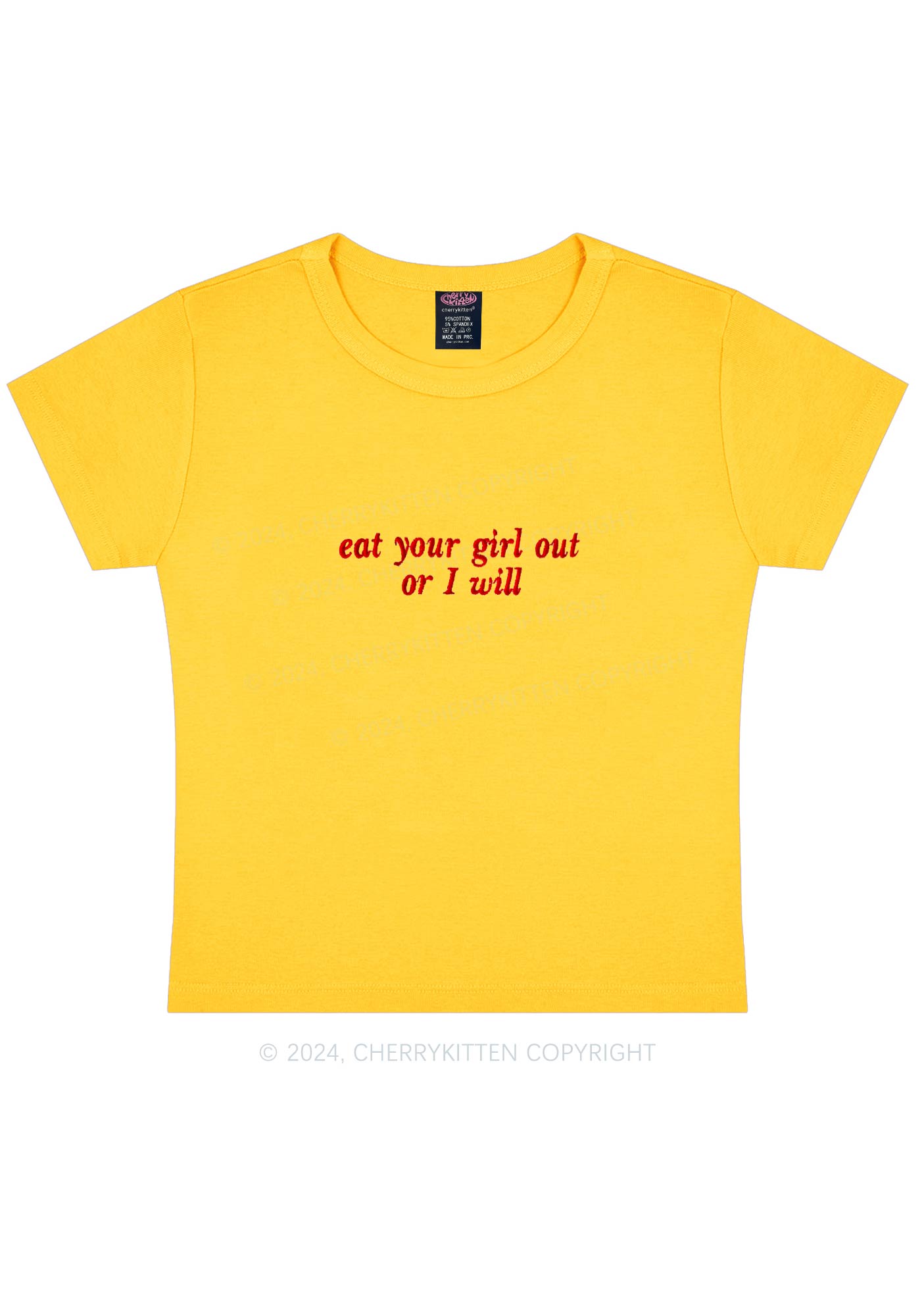 Embroidered Eat Your Girl Out Y2K Baby Tee Cherrykitten