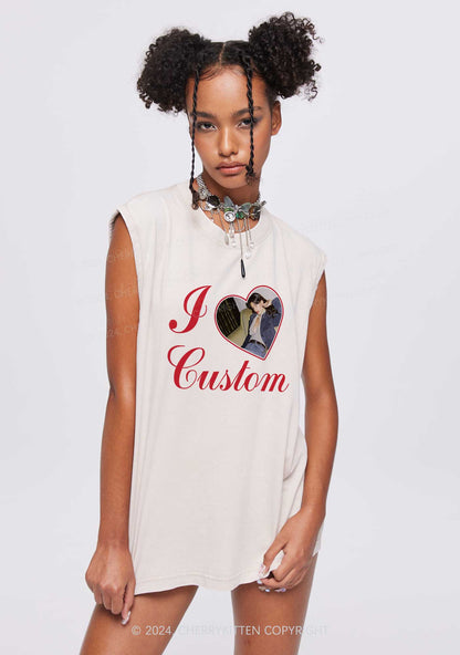 I Love Custom Name Y2K Valentine's Day Washed Tank Cherrykitten