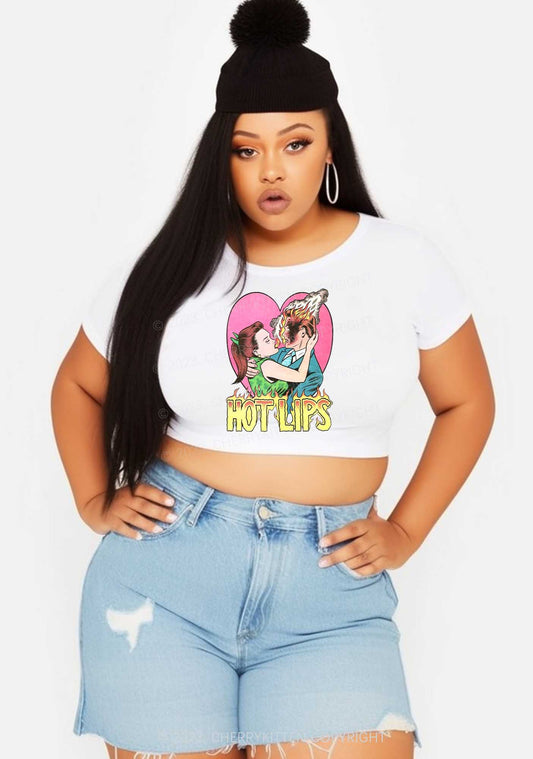 Curvy Hot Lips Y2K Baby Tee Cherrykitten