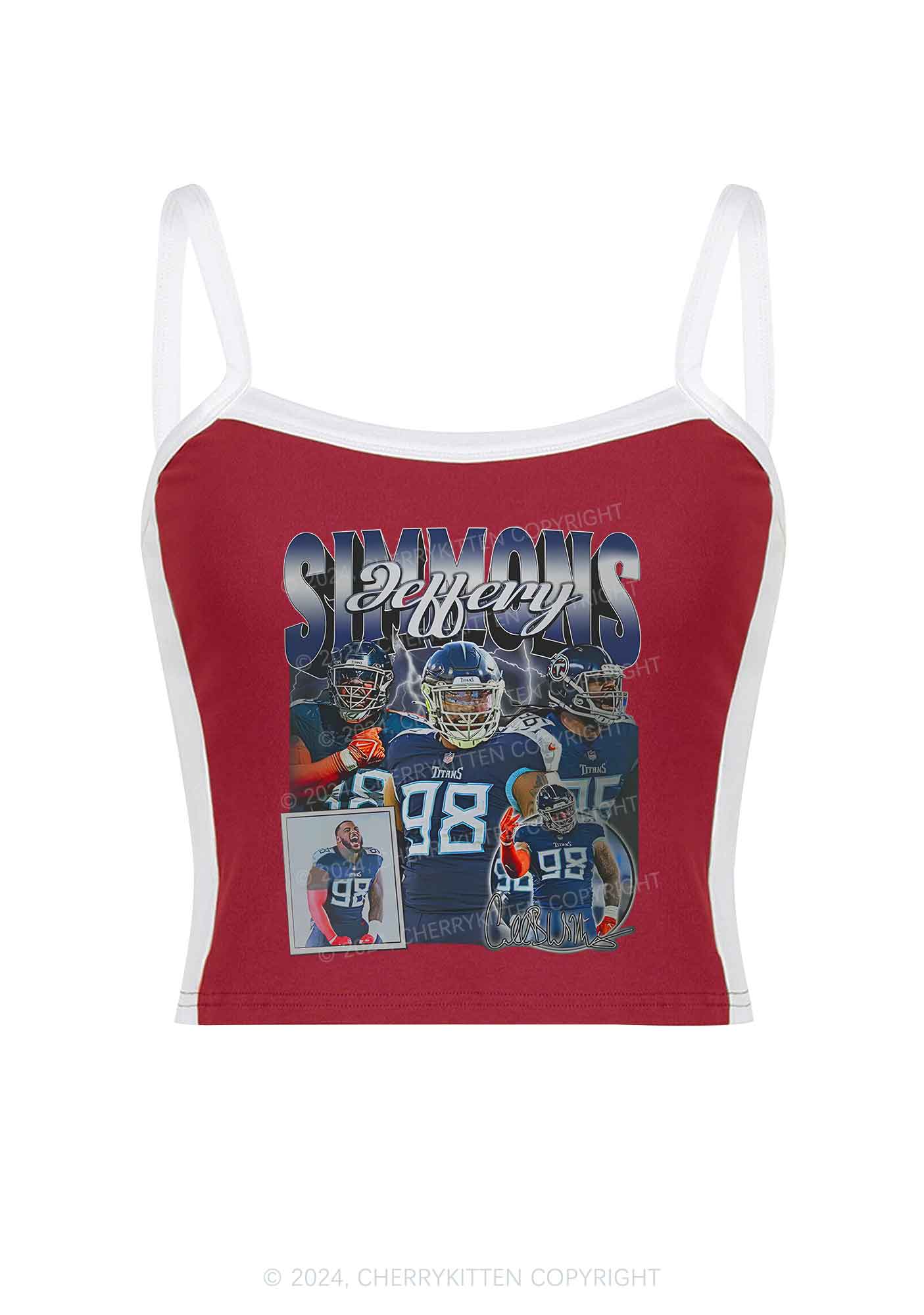 Blue JS Y2K Super Bowl Color Block Crop Cami Top Cherrykitten