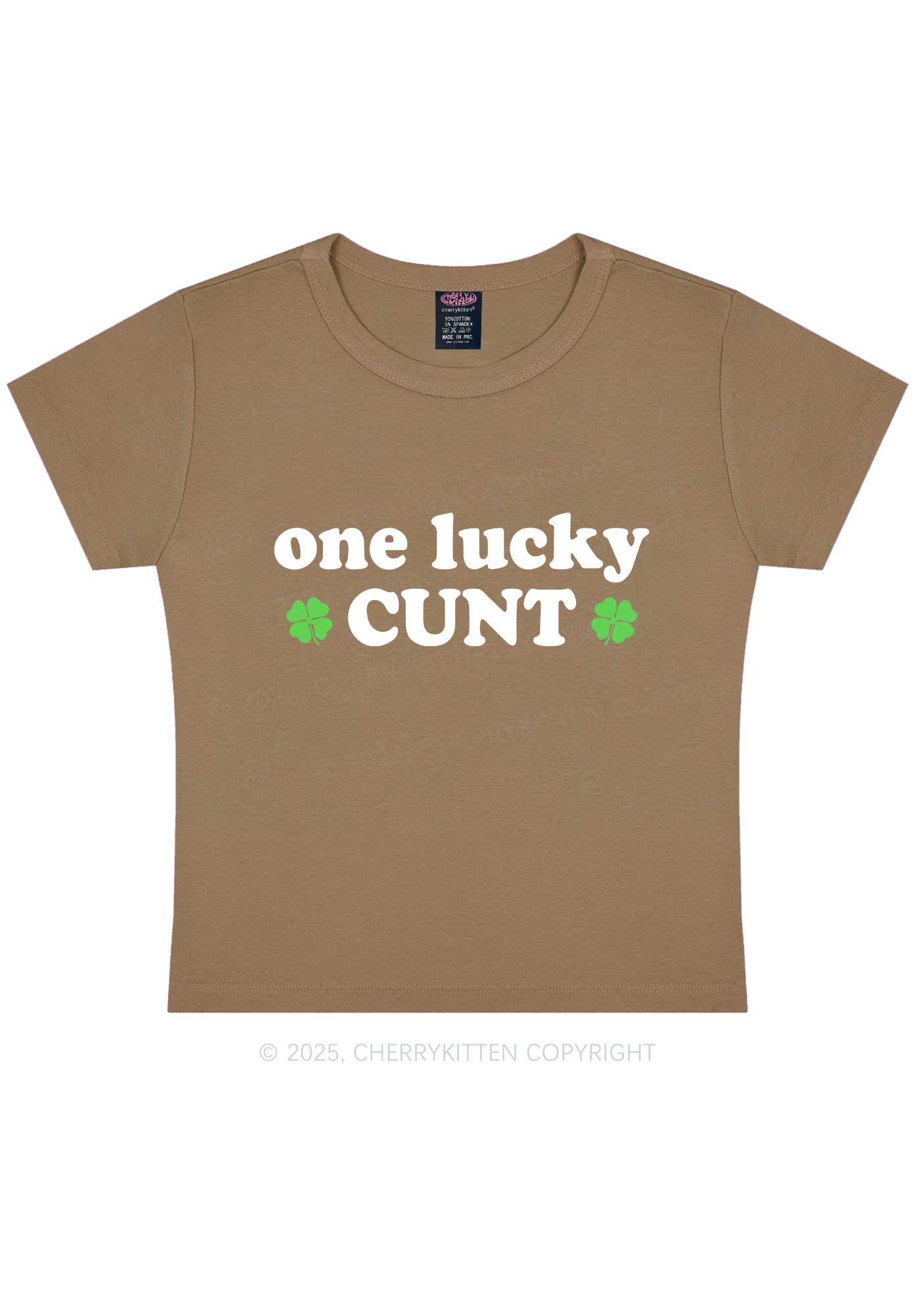 One Lucky Cxxt St Patricks Y2K Baby Tee Cherrykitten