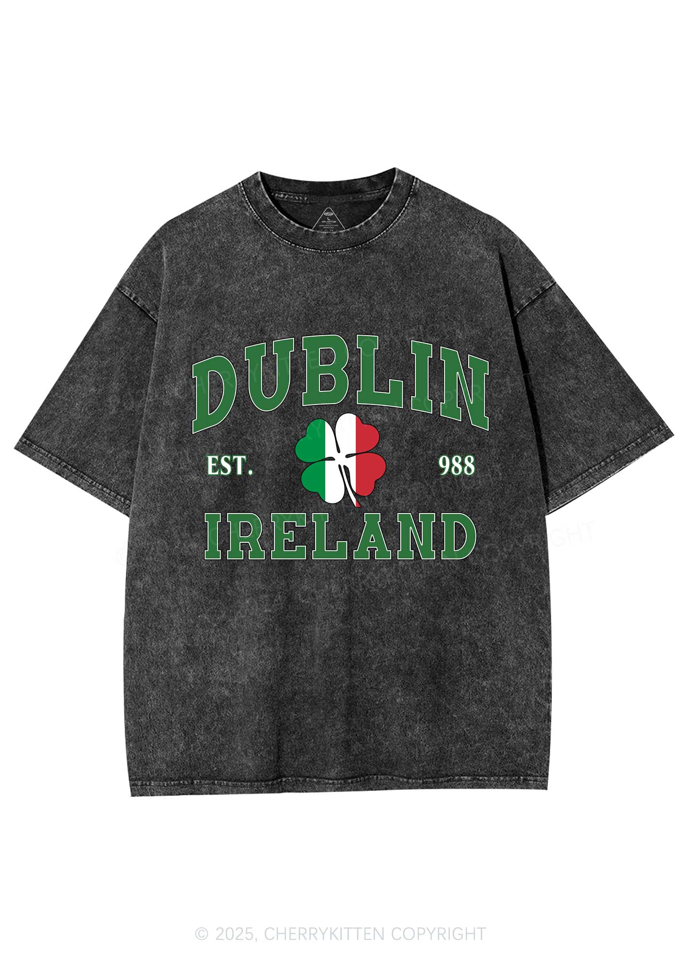 Dublin Ireland St Patricks Y2K Washed Tee Cherrykitten