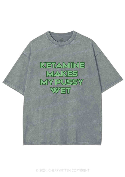 K Makes My Puxxy Wet Y2K Washed Tee Cherrykitten