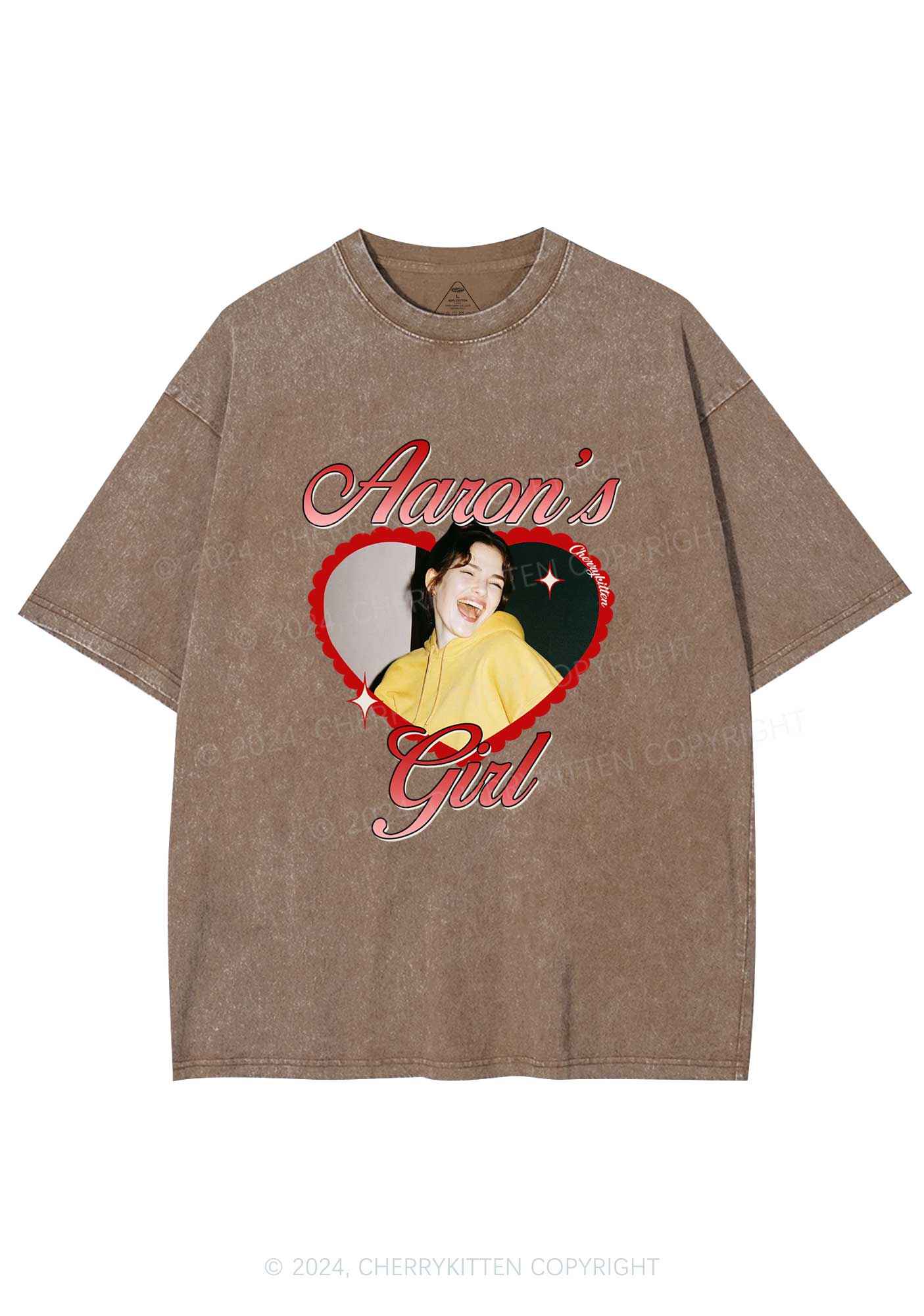 Custom Aarons Girl Y2K Valentine's Day Washed Tee Cherrykitten