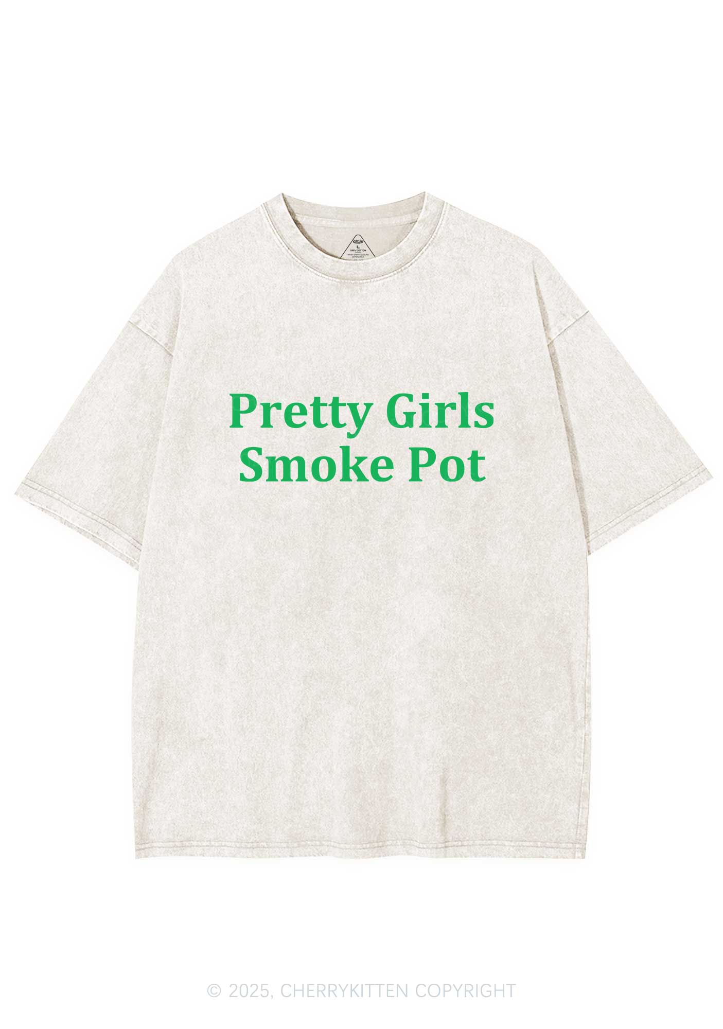 Pretty Girls Smoke Pot Y2K Washed Tee Cherrykitten