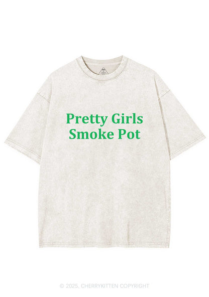 Pretty Girls Smoke Pot Y2K Washed Tee Cherrykitten