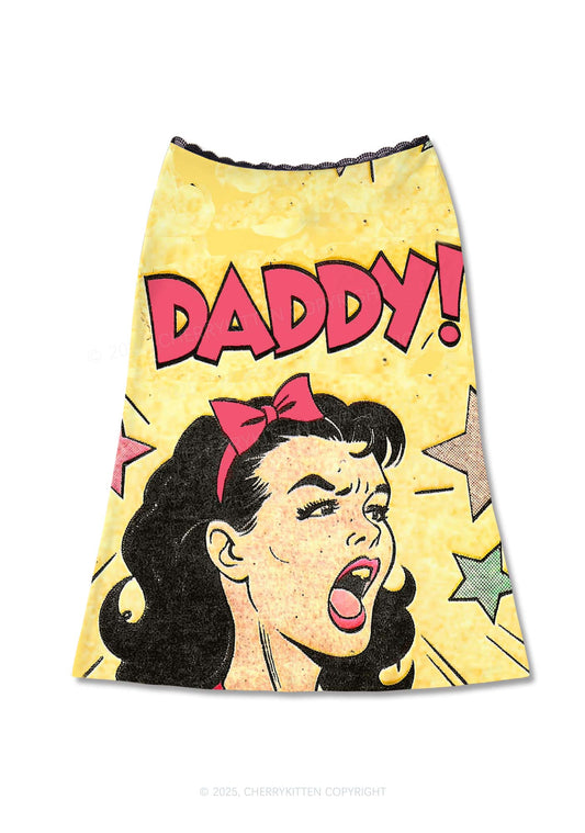 Call Daddy Y2K Print Midi Skirt Cherrykitten