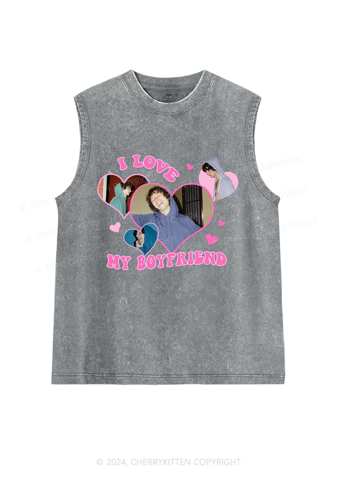 Custom Love My Girlfriend Y2K Valentine's Day Washed Tank Cherrykitten