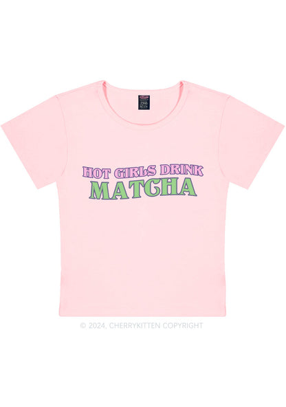 Hot Girls Drink Matcha Y2K Baby Tee Cherrykitten