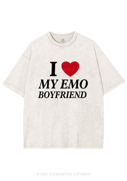 I Love My Emo BF Y2K Valentine's Day Washed Tee Cherrykitten