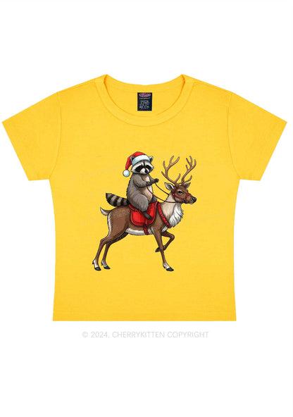 Christmas Feral Raccoon Y2K Baby Tee Cherrykitten