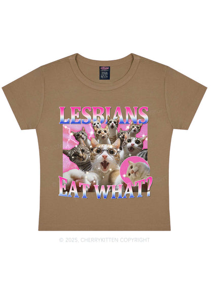 Lesbians Eat What Cat Y2K Baby Tee Cherrykitten