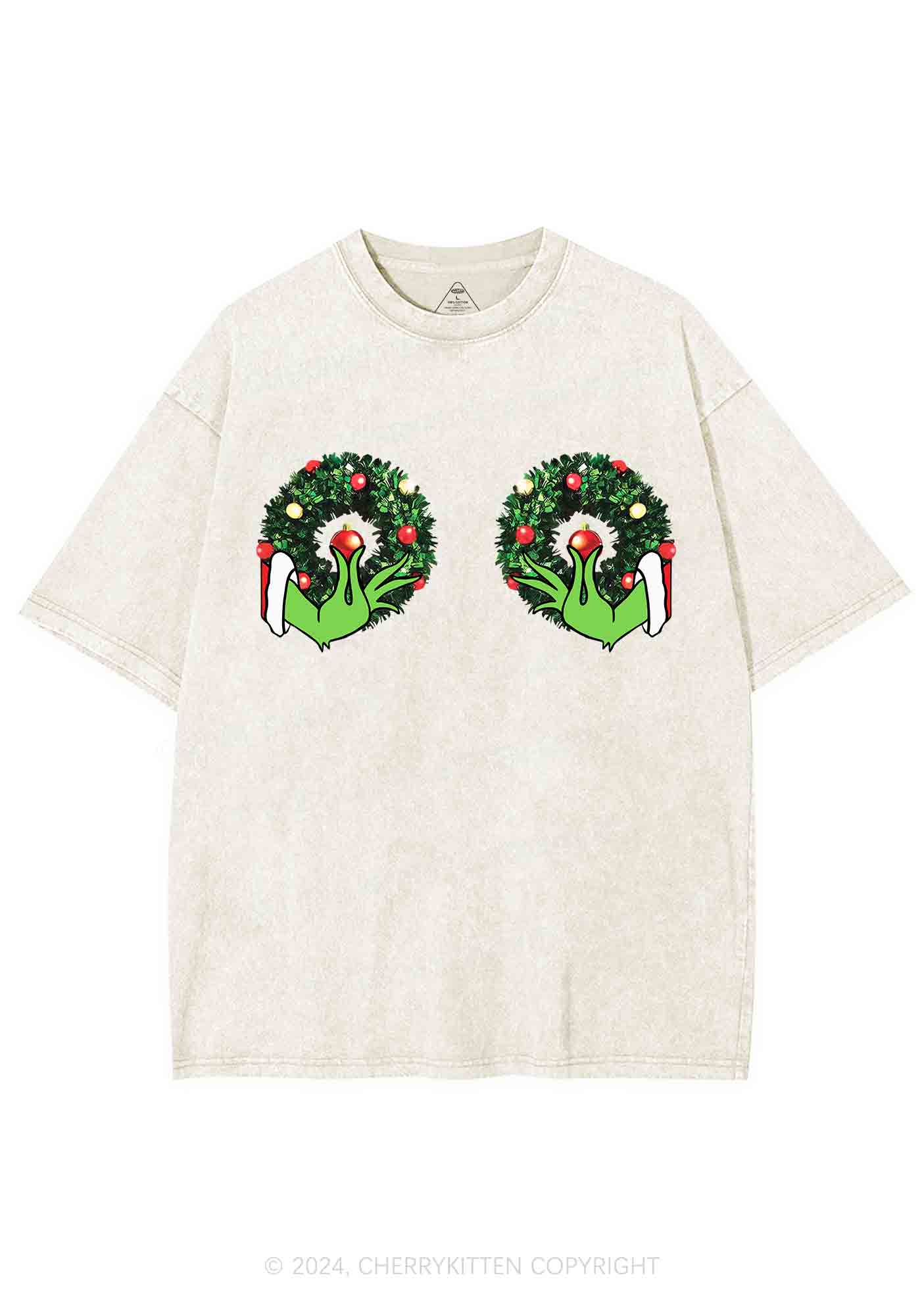 Christmas Wreath Y2K Washed Tee Cherrykitten