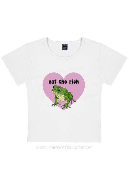 Eat The Rich Frog Y2K Baby Tee Cherrykitten