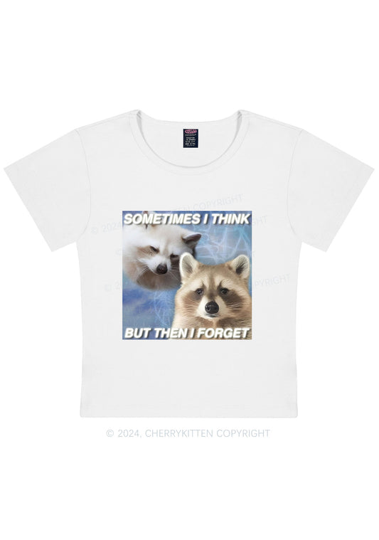 Raccoon Sometimes Think Y2K Baby Tee Cherrykitten