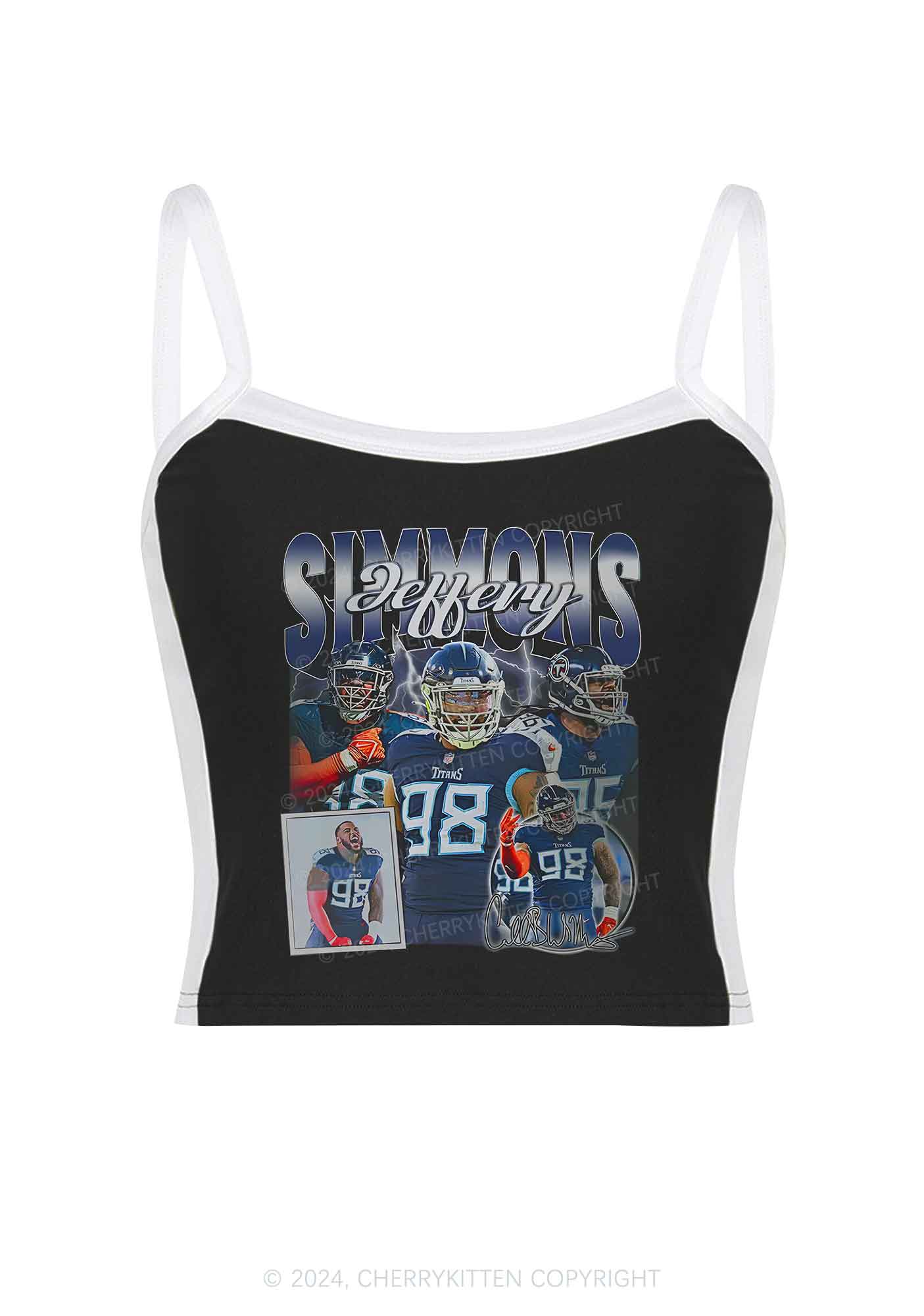 Blue JS Y2K Super Bowl Color Block Crop Cami Top Cherrykitten