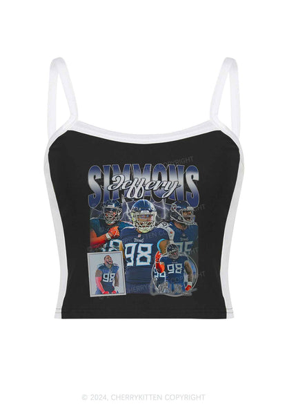 Blue JS Y2K Super Bowl Color Block Crop Cami Top Cherrykitten