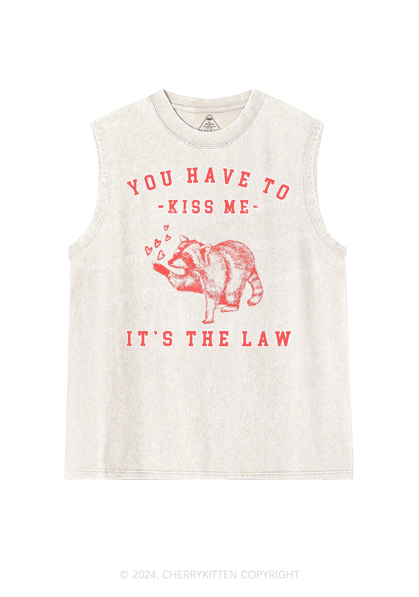 You Have To Kiss Me Y2K Valentine's Day Washed Tank Cherrykitten