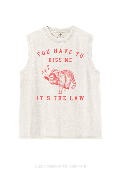 You Have To Kiss Me Y2K Valentine's Day Washed Tank Cherrykitten