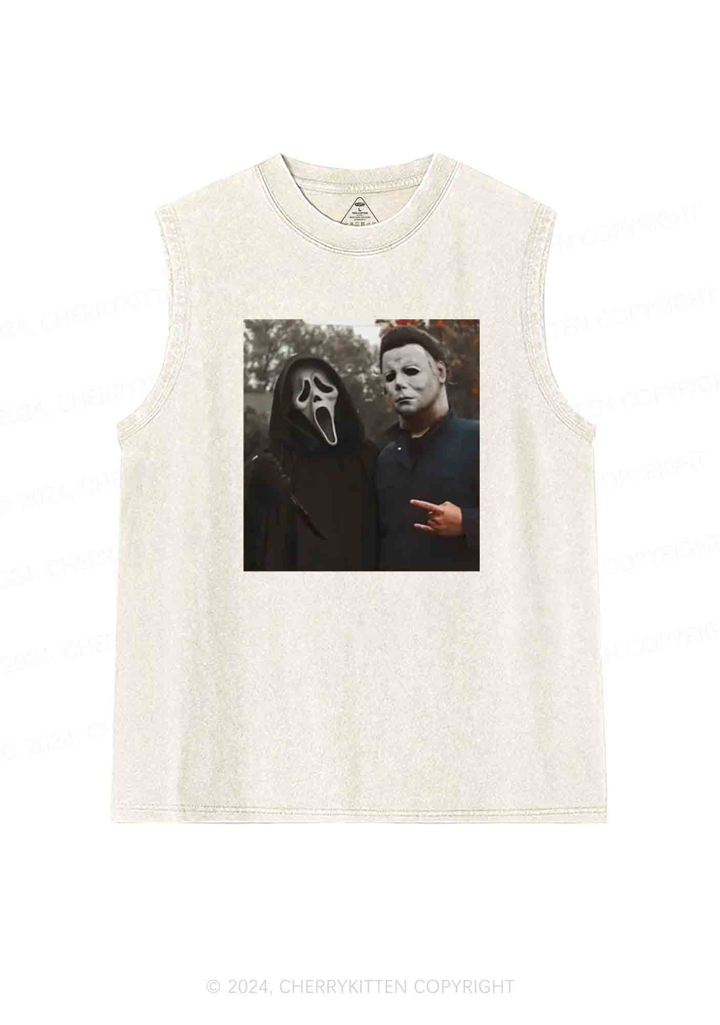 Halloween Scream Rock Y2K Washed Tank Cherrykitten