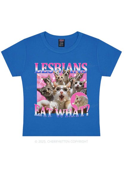 Lesbians Eat What Cat Y2K Baby Tee Cherrykitten