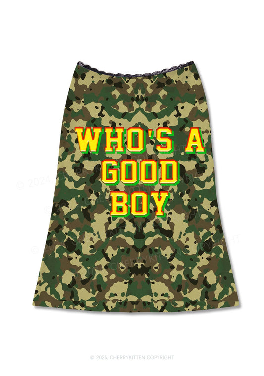 Whos A Good Boy Y2K Print Midi Skirt Cherrykitten